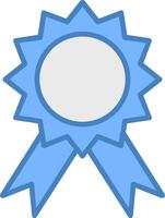 badge ligne rempli bleu icône vecteur