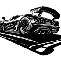 noir et blanc illustration de une hypercar des sports voiture vecteur