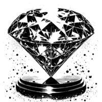 noir et blanc silhouette de une à la perfection Couper pétillant solitaire diamant gemme vecteur