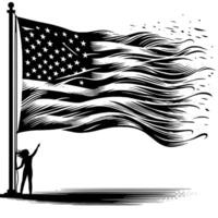 noir et blanc illustration de le Etats-Unis drapeau vecteur