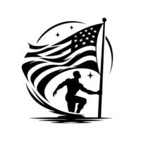 noir et blanc illustration de le Etats-Unis drapeau vecteur