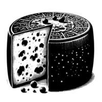 noir et blanc illustration de une traditionnel Suisse fromage vecteur