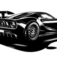 noir et blanc illustration de une hypercar des sports voiture vecteur