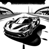 noir et blanc illustration de une hypercar des sports voiture vecteur