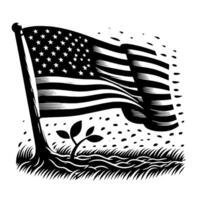 noir et blanc illustration de le Etats-Unis drapeau vecteur