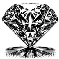 noir et blanc silhouette de une à la perfection Couper pétillant solitaire diamant gemme vecteur