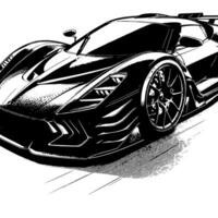 noir et blanc illustration de une hypercar des sports voiture vecteur