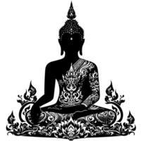 noir et blanc illustration de une Bouddha statue symbole vecteur