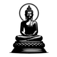 noir et blanc illustration de une Bouddha statue symbole vecteur