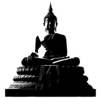 noir et blanc illustration de une Bouddha statue symbole vecteur