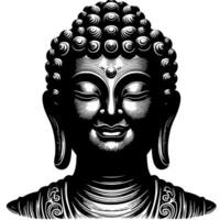 noir et blanc illustration de une Bouddha statue symbole vecteur