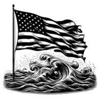 noir et blanc illustration de le Etats-Unis drapeau vecteur