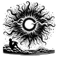 noir et blanc illustration de le Soleil vecteur