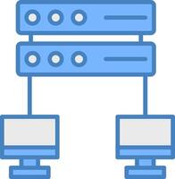 la mise en réseau ligne rempli bleu icône vecteur