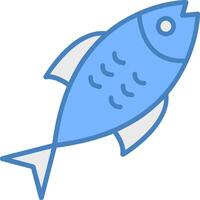 poisson ligne rempli bleu icône vecteur