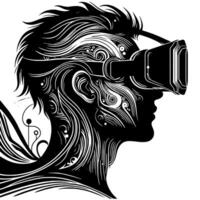 noir et blanc illustration de vr des lunettes casque vecteur