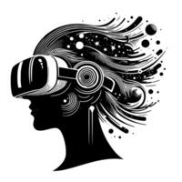 noir et blanc illustration de vr des lunettes casque vecteur