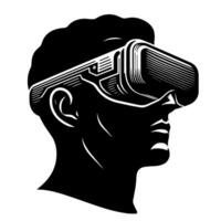 noir et blanc illustration de vr des lunettes casque vecteur