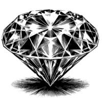 noir et blanc silhouette de une à la perfection Couper pétillant solitaire diamant gemme vecteur