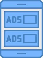 les publicités campagne ligne rempli bleu icône vecteur