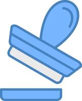 timbre ligne rempli bleu icône vecteur