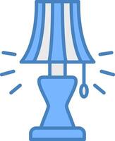 lampe ligne rempli bleu icône vecteur