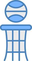 basketball ligne rempli bleu icône vecteur