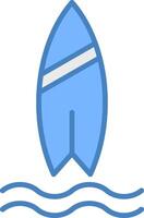 le surf ligne rempli bleu icône vecteur