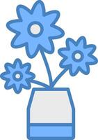 fleur ligne rempli bleu icône vecteur