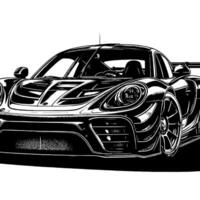 noir et blanc illustration de une hypercar des sports voiture vecteur