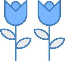 fleurs ligne rempli bleu icône vecteur