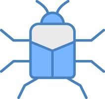 cerf scarabée ligne rempli bleu icône vecteur