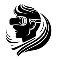 noir et blanc illustration de vr des lunettes casque vecteur