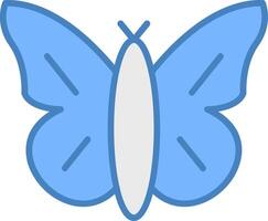 papillon ligne rempli bleu icône vecteur