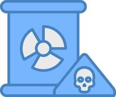 nucléaire danger ligne rempli bleu icône vecteur