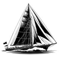 noir et blanc illustration de une voile bateau vecteur