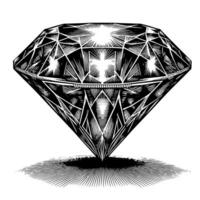 noir et blanc silhouette de une à la perfection Couper pétillant solitaire diamant gemme vecteur