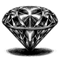 noir et blanc silhouette de une à la perfection Couper pétillant solitaire diamant gemme vecteur