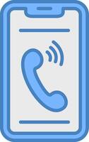 téléphone ligne rempli bleu icône vecteur