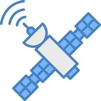 Satellite ligne rempli bleu icône vecteur