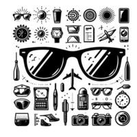 noir et blanc illustration de moderne noir des lunettes de soleil vecteur