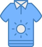 T-shirt ligne rempli bleu icône vecteur