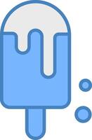 la glace pop ligne rempli bleu icône vecteur