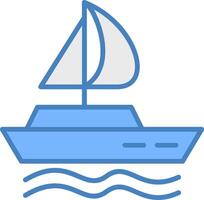 bateau ligne rempli bleu icône vecteur