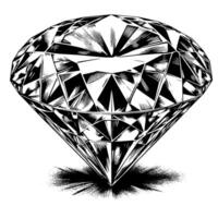 noir et blanc silhouette de une à la perfection Couper pétillant solitaire diamant gemme vecteur