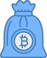 bitcoin sac ligne rempli bleu icône vecteur