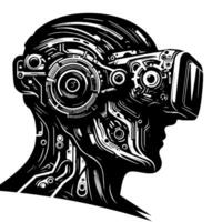 noir et blanc illustration de vr des lunettes casque vecteur