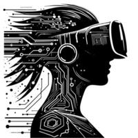 noir et blanc illustration de vr des lunettes casque vecteur