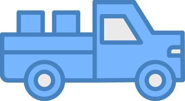 ramasser un camion ligne rempli bleu icône vecteur