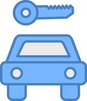 voiture de location ligne rempli bleu icône vecteur